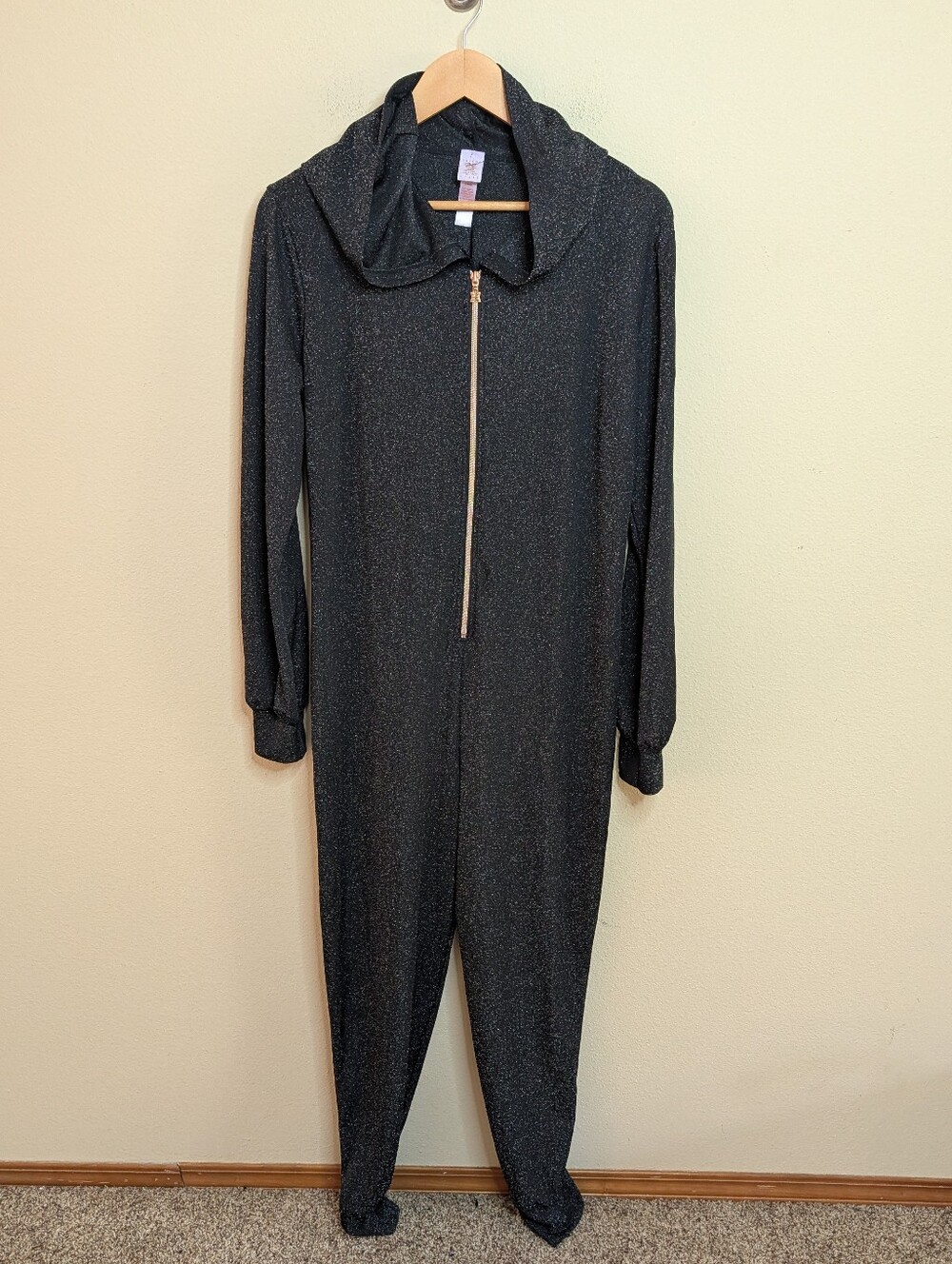 Savage X Fenty Black Sparkle Hooded Zip Jumpsuit XL